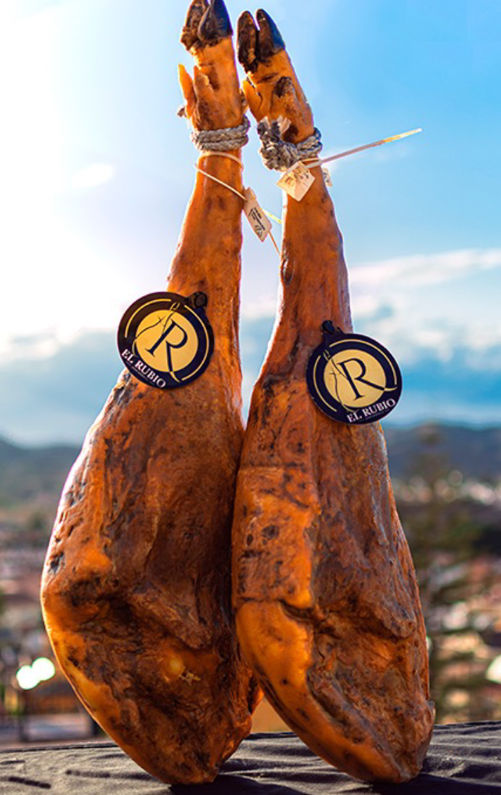 Jamón de Guijuelo al sol en la dehesa